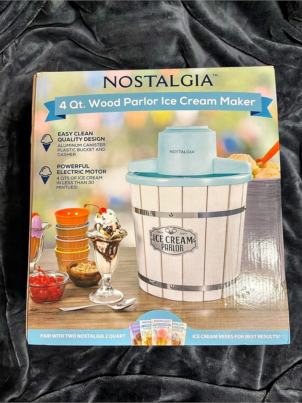Nostalgia 4 Qt. Wood Parlor Ice Cream Maker